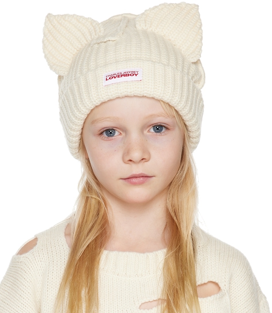 Charles Jeffrey Loverboy SSENSE Exclusive Kids Off-White Chunky Ears Beanie