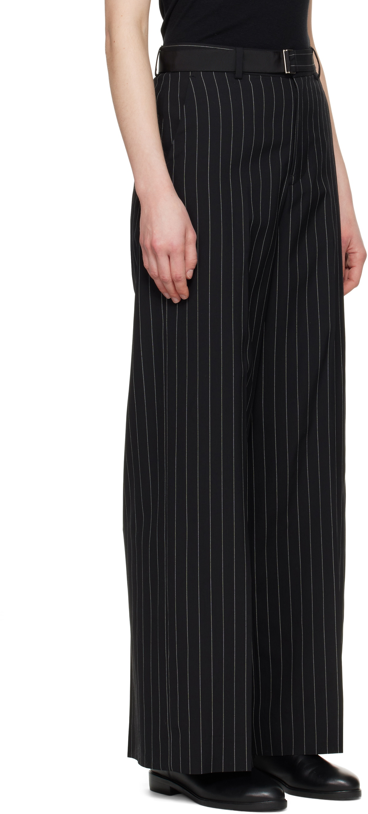 sacai Black Wool Silk Suiting Trousers