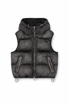 Diesel Hooded puffer vest in faded denim - Winter Jackets Womens in Black