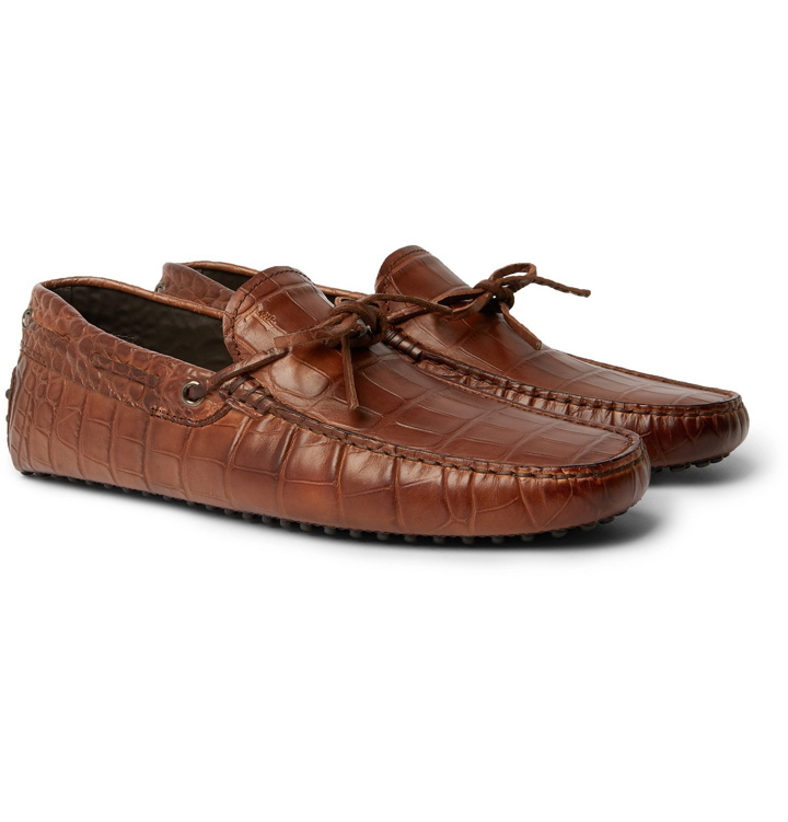 Photo: Tod's - Gommino Croc-Effect Leather Driving Shoes - Brown