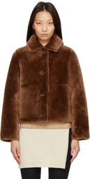 Yves Salomon Brown Shearling Merino Short Jacket
