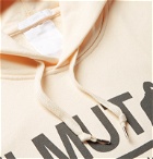 Helmut Lang - Pelvis Records Logo-Embroidered Printed Loopback Cotton-Jersey Hoodie - Neutrals