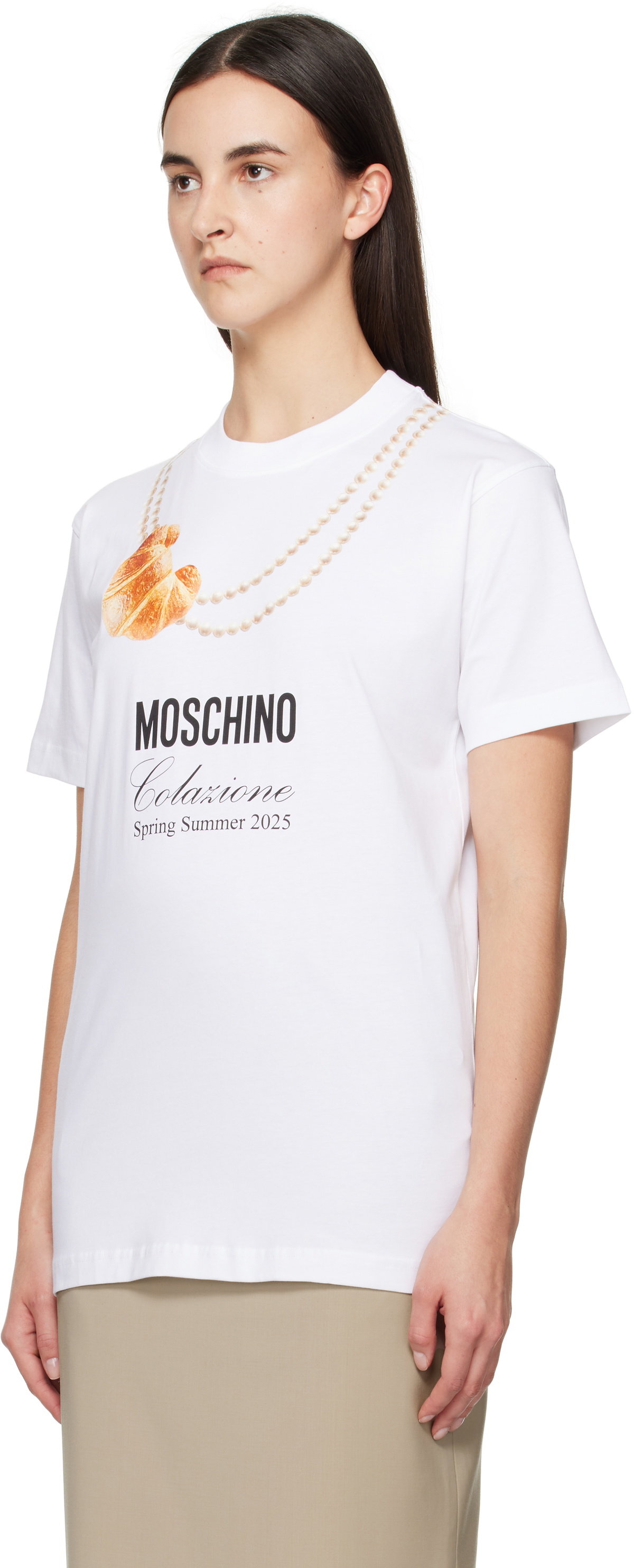 Moschino White 'Moschino' Breakfast T-shirt