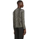 Saint Laurent Beige and Black Jacquard Leopard Sweater