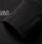 Balenciaga - Oversized Printed Fleece-Back Cotton-Blend Jersey Hoodie - Black