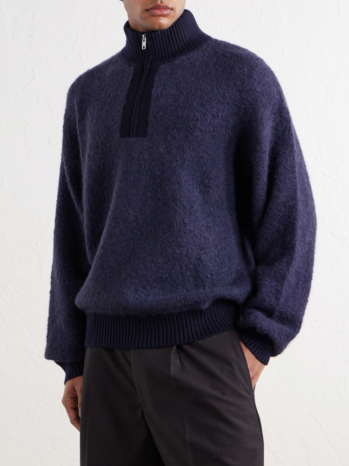 Aimé Leon Dore - Wool-Blend Felt Half-Zip Sweater - Blue