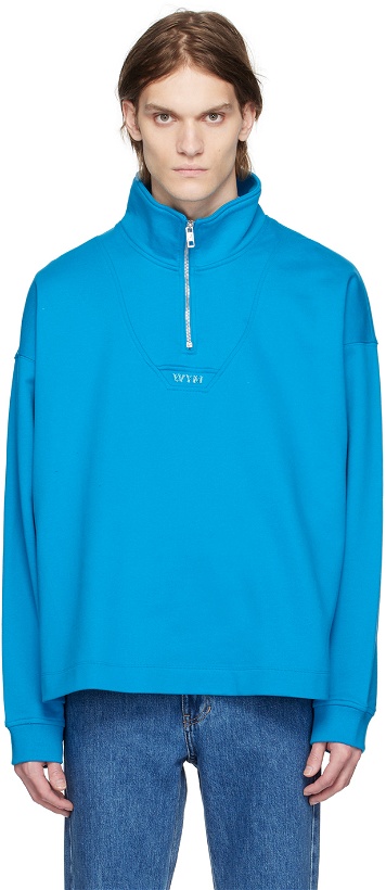 Photo: Wooyoungmi Blue Half-Zip Sweatshirt