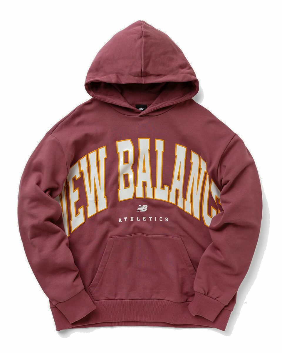 Photo: New Balance Uni Ssentials Warped Classics French Terry Hoodie Red - Mens - Hoodies