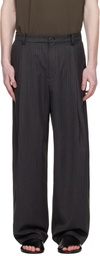 COOR Gray Stripe Wool Blend Pleated Trousers