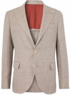 Brunello Cucinelli - Herringbone Linen, Wool and Silk-Blend Blazer - Brown