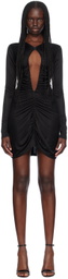 Atlein Black Open Front Ruched Minidress