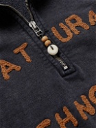 Story Mfg. - Geo Appliquéd Organic Cotton-Jersey Half-Zip Sweatshirt - Black