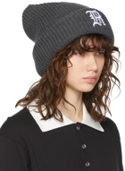 R13 Grey Oversized Embroidery Beanie
