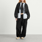 Air Jordan Women's Flight Fleece Crop Hoodie in Black/Smoke Grey
