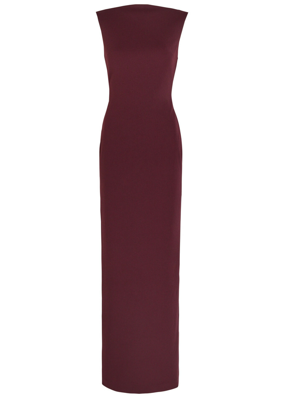 Solace London Imogen Open-back Crepe Maxi Dress Aubergine
