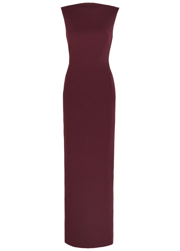 Photo: Solace London Imogen Open-back Crepe Maxi Dress Aubergine
