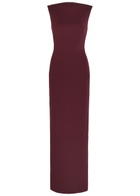 Solace London Imogen Open-back Crepe Maxi Dress Aubergine