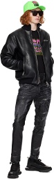 Dsquared2 Black Padded Faux-Leather Bomber Jacket