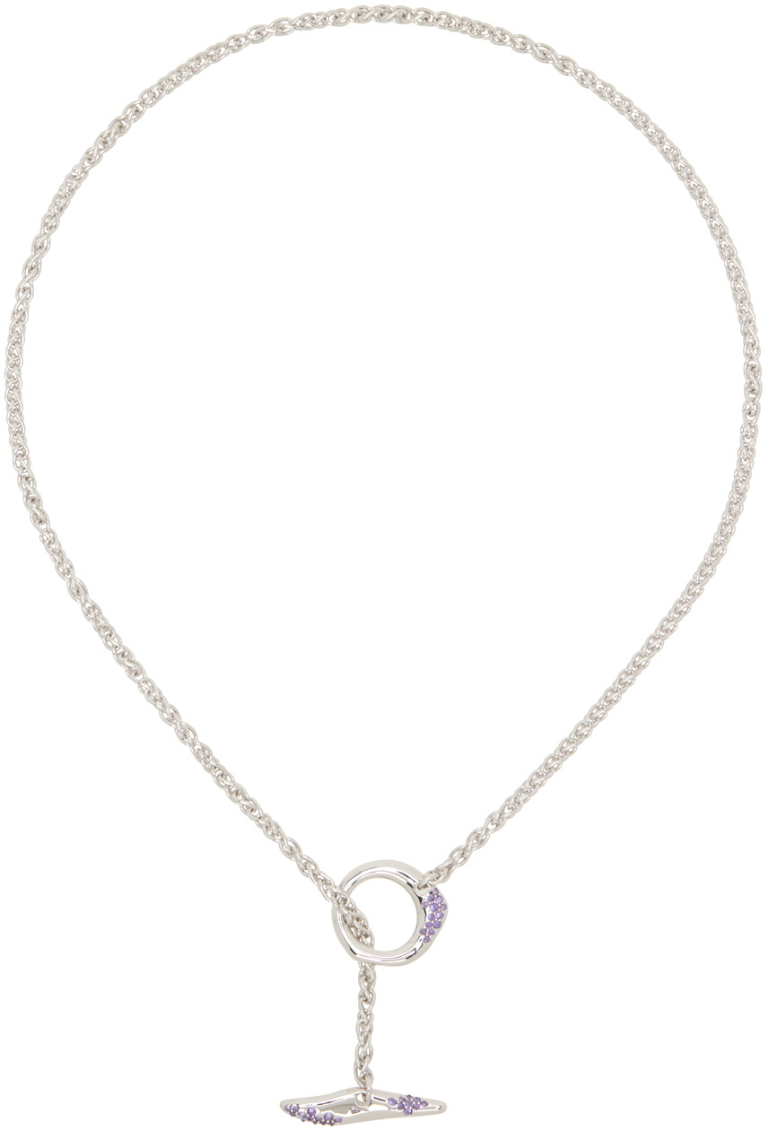 Tom Wood Silver Robin Chain Purple Molecule Necklace