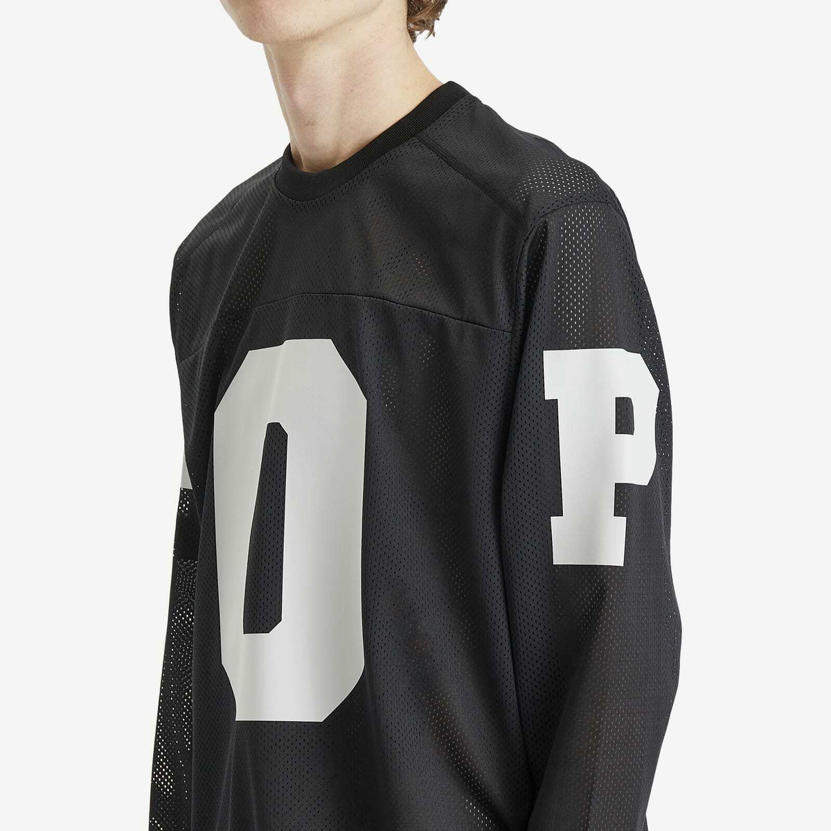 Pop Trading Company Men's Mesh Football Longsleeve Top in Black
