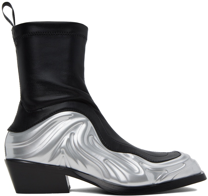 Photo: Versace Black & Silver Solare Boots