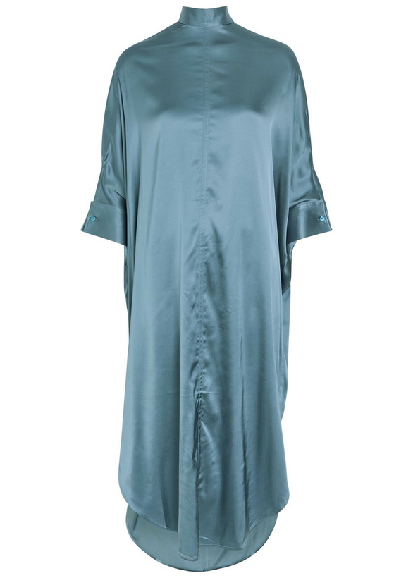 Photo: Acne Studios Cowl-back Draped Stretch-satin Midi Dress Blue