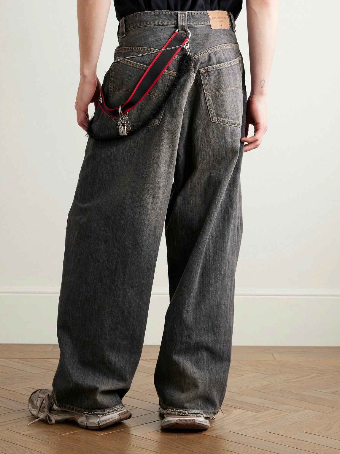 Balenciaga - Wide-Leg Embellished Jeans - Gray