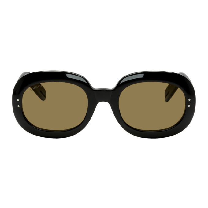 Photo: Gucci Black Oval Rectangular Sunglasses