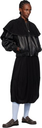 JW Anderson Black Oversized Collar Leather Bomber Jacket