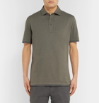 Brunello Cucinelli - Layered Slub Cotton Polo Shirt - Men - Army green