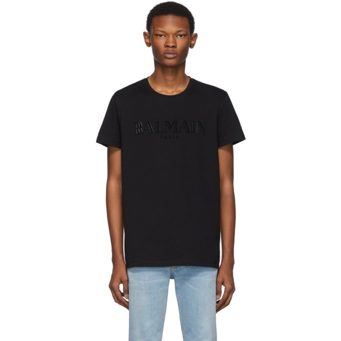 Photo: Balmain Black Logo Applique T-Shirt