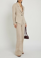 Emporio Armani Fitted Linen-blend Blazer Beige