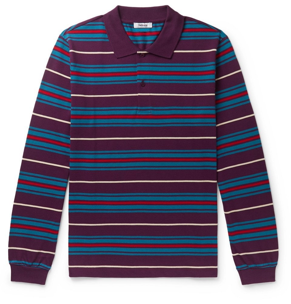 Photo: Très Bien - Striped Cotton-Piqué Polo Shirt - Multi