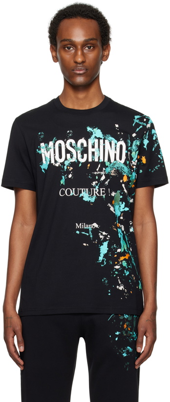 Photo: Moschino Black Painted Effect T-Shirt