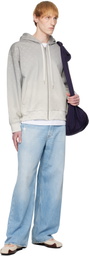 Marine Serre Gray Moon Faded Fleece Zipped Hoodie