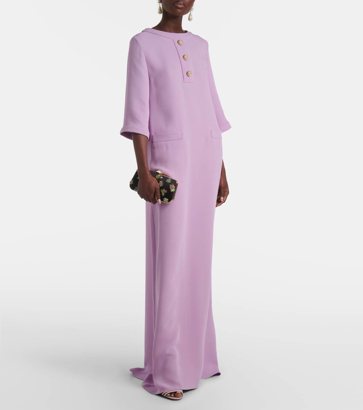 valentino silk cady dress Valentino Cady Gown With Open Back And Bow Detail