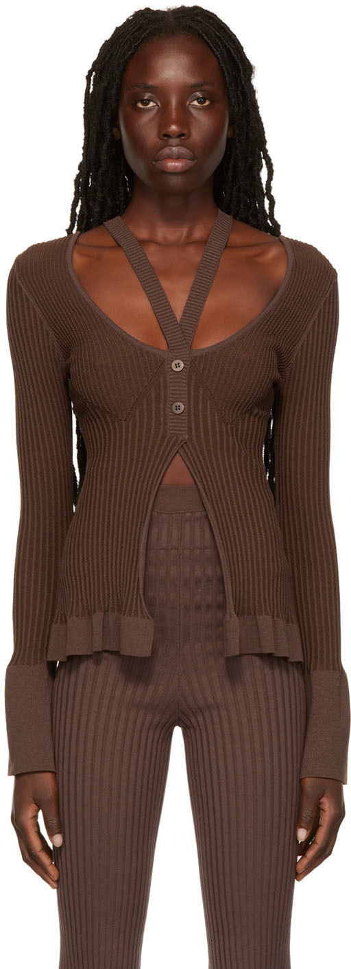 ANDREĀDAMO Brown Layered Cardigan