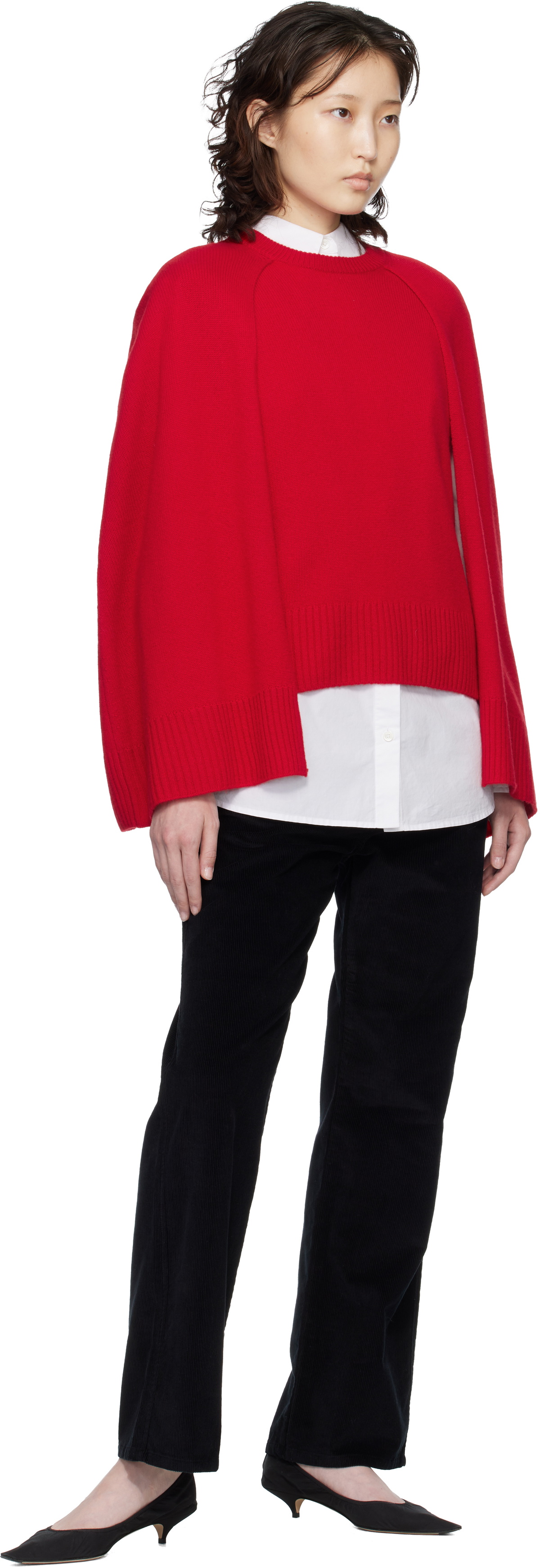 TOTEME Red Crew Cape Knit Sweater