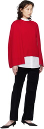 TOTEME Red Crew Cape Knit Sweater