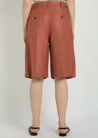 Brunello Cucinelli Bermuda Pleated Linen Shorts Terracotta