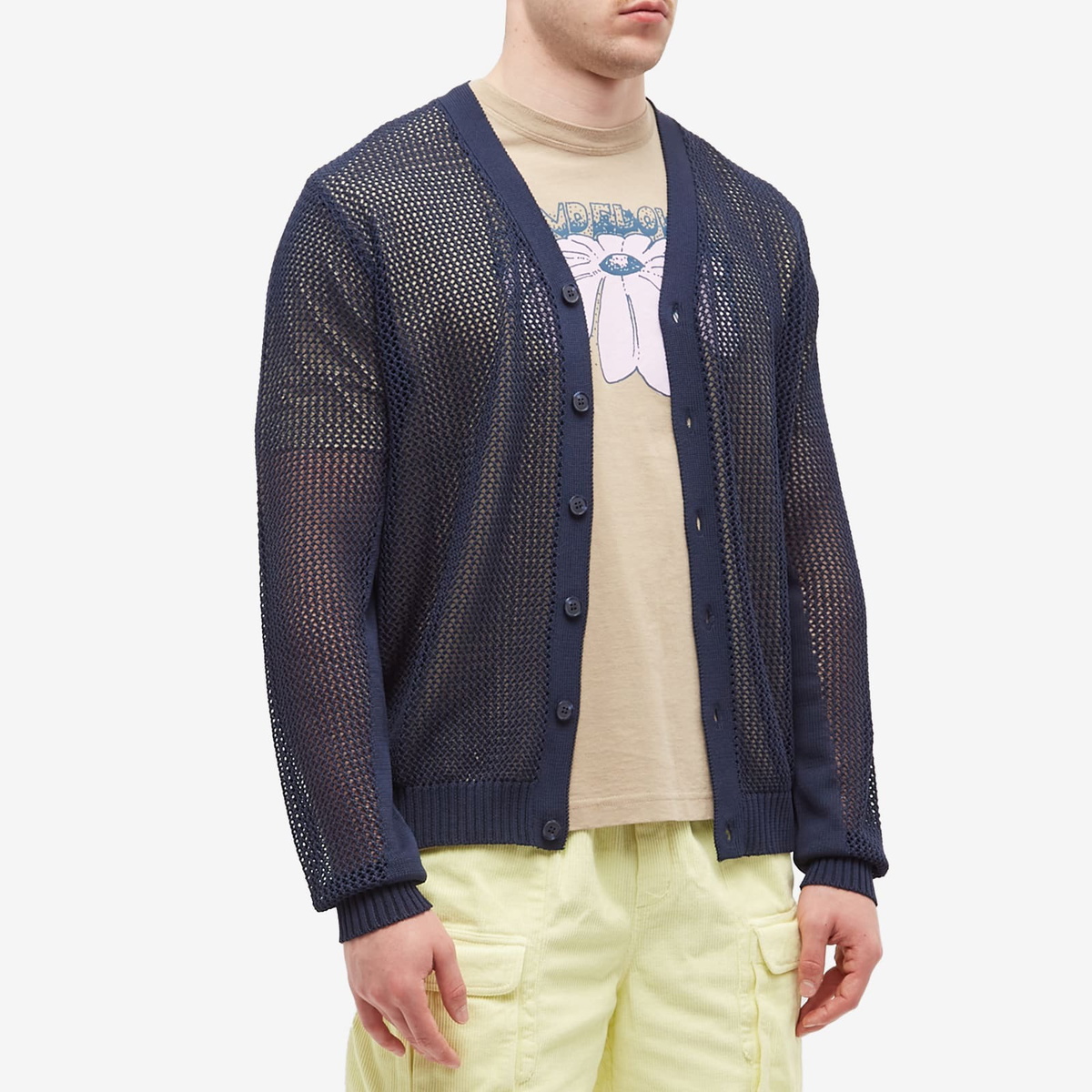 Magic Castles Men's Mesh Cardigan in Blue