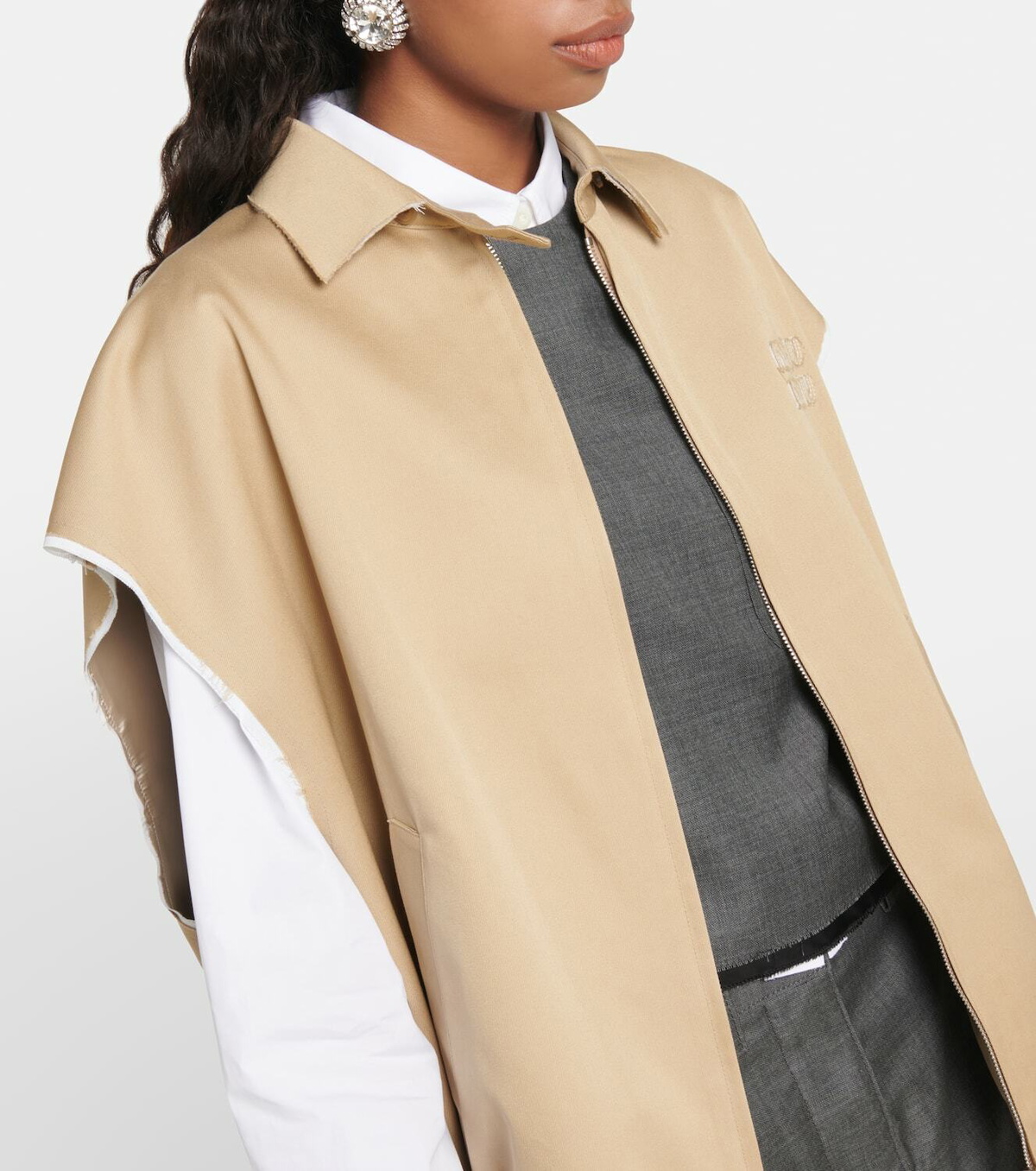 Miu Miu Zip-up cotton twill vest