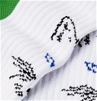 Maison Kitsuné - ADER error Logo-Intarsia Cotton Socks - White