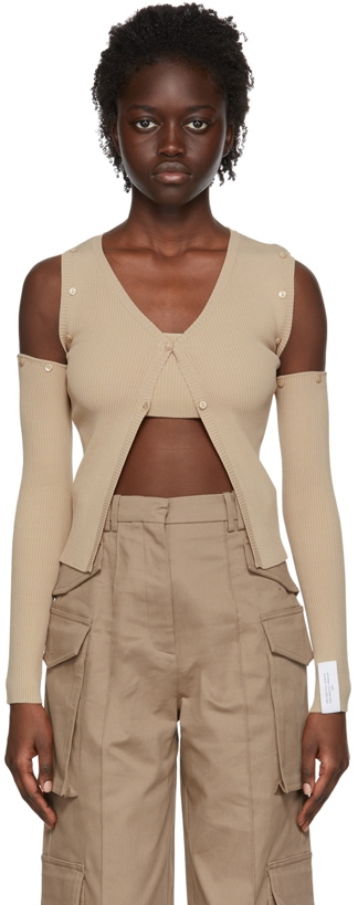 Photo: Rokh Beige Viscose Cardigan & Tank Top Set