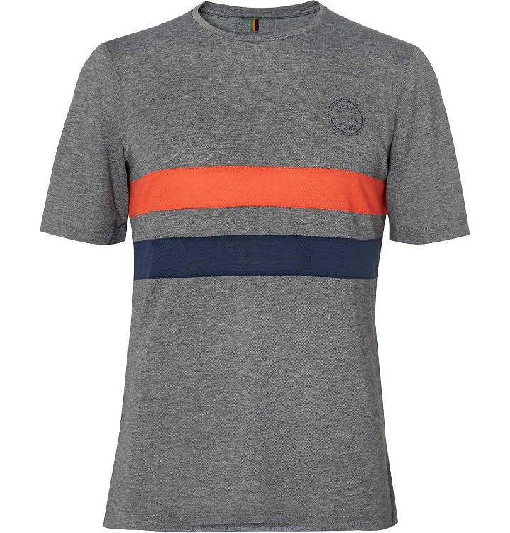 Photo: Iffley Road - Cambrian Logo-Embroidered Striped Drirelease T-Shirt - Gray