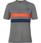 Iffley Road - Cambrian Logo-Embroidered Striped Drirelease T-Shirt - Gray