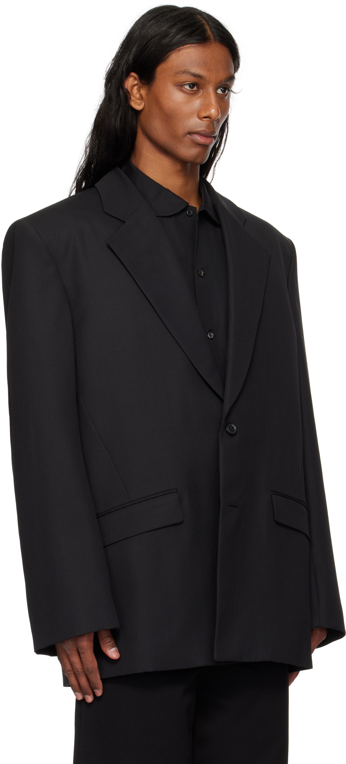 LGN Louis Gabriel Nouchi Black Single-Breasted Oversized Blazer