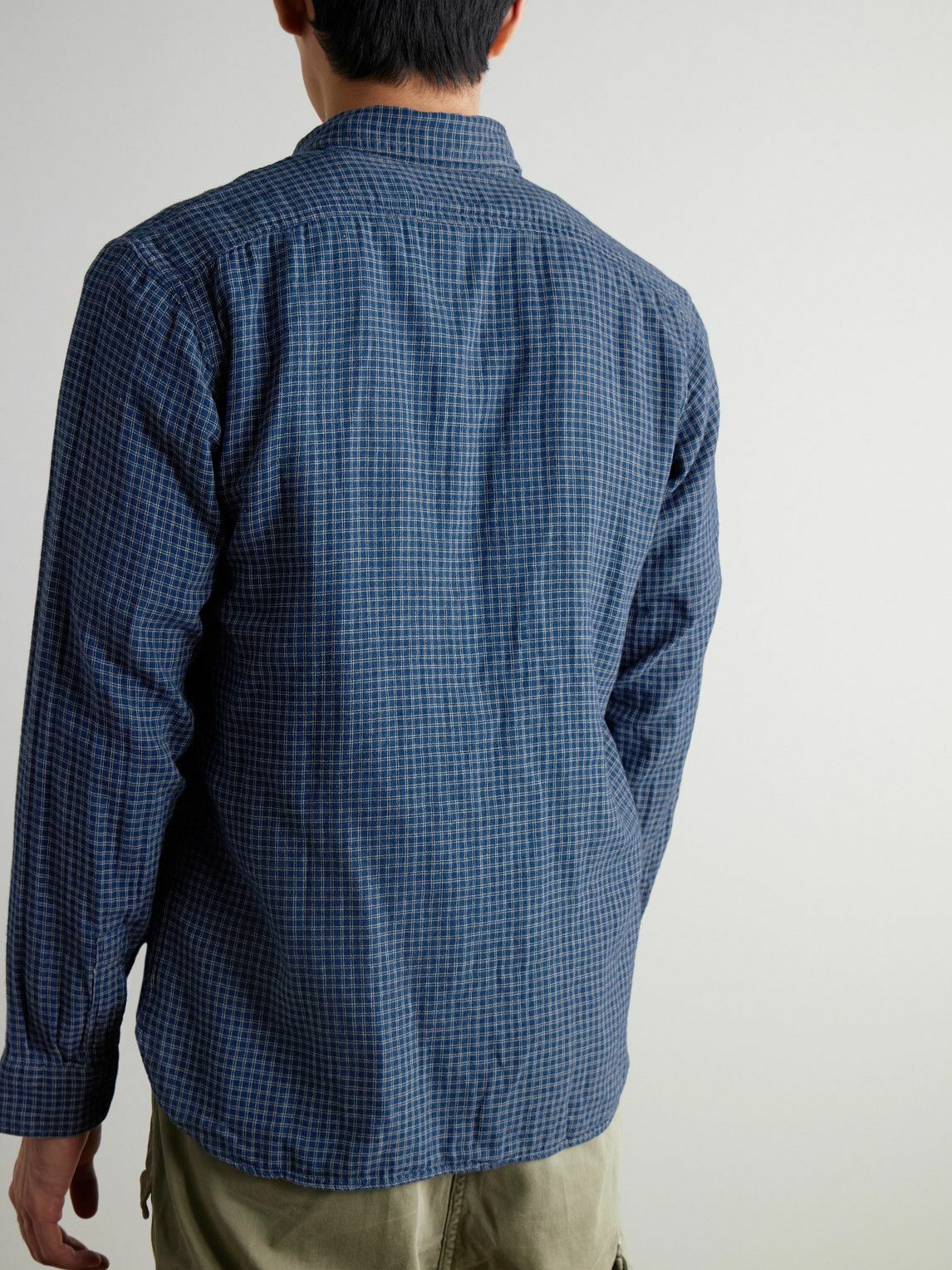 RRL - Harvest Checked Cotton Shirt - Blue