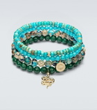 Sydney Evan Set of 4 14kt gold beaded bracelets with gemstones