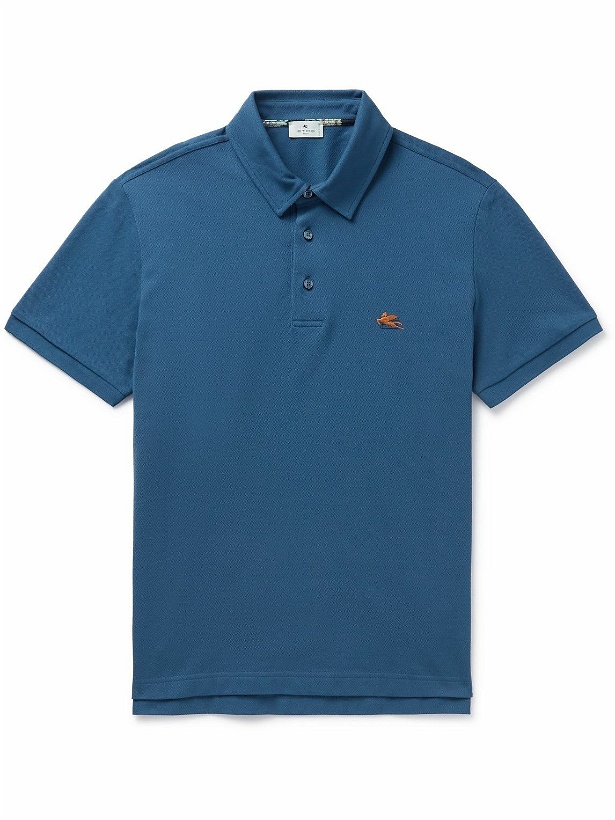 Photo: Etro - Logo-Embroidered Cotton-Piqué Polo Shirt - Blue